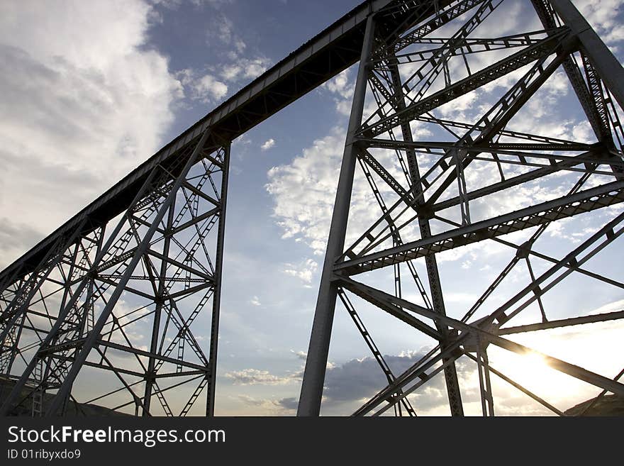 Silhouette of Joso Bridge and the sky.