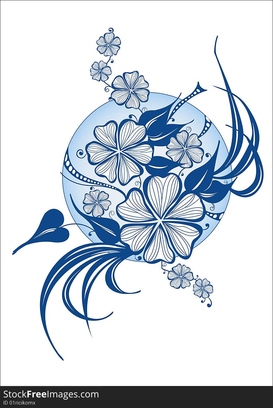 Abstract vector illustration. Flowers on a blue background. Abstract vector illustration. Flowers on a blue background