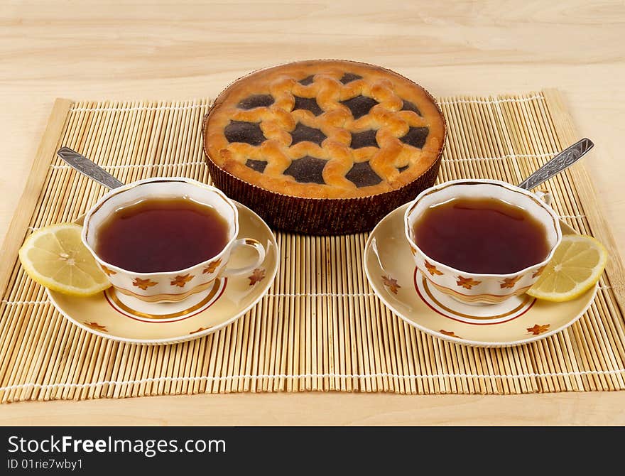 Blue Poppy Pie And Tea With Lemon