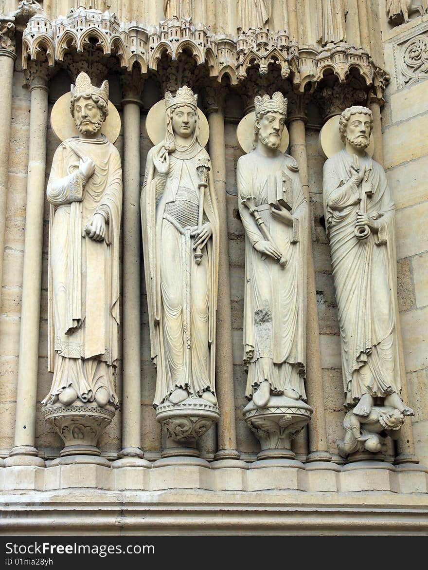 Ancient carvings above the Doors of Notre Dame, Paris France. Ancient carvings above the Doors of Notre Dame, Paris France