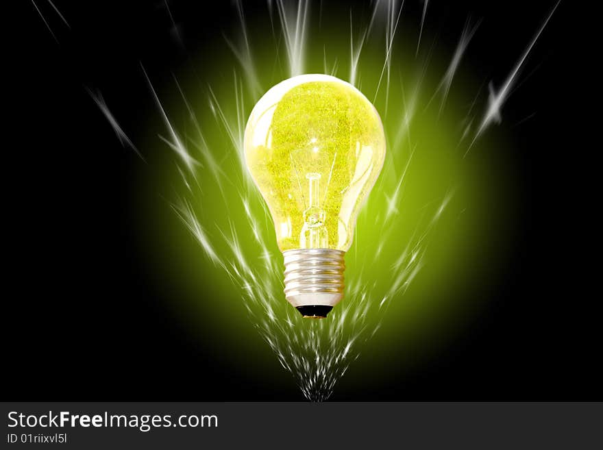 Lightbulb over a dark  background