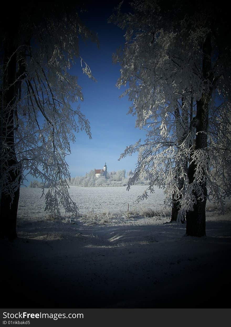 A view of the Coal-man hill near the town called Bruntál in winter. A view of the Coal-man hill near the town called Bruntál in winter