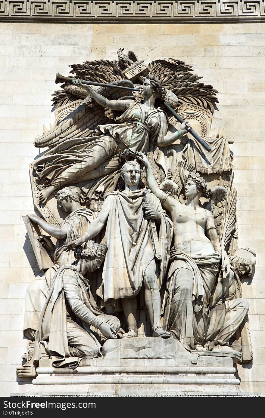 Sculpture on the side of the Arc de Triomphe, Paris, France