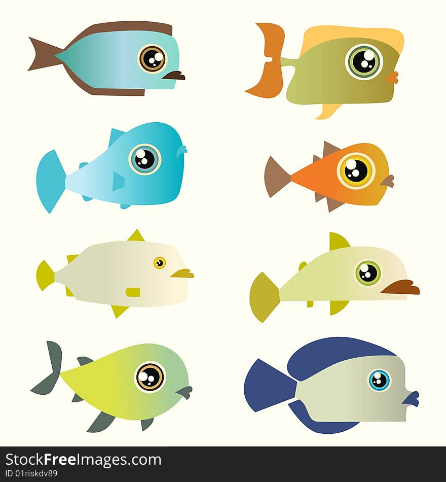 Cartoon fish set