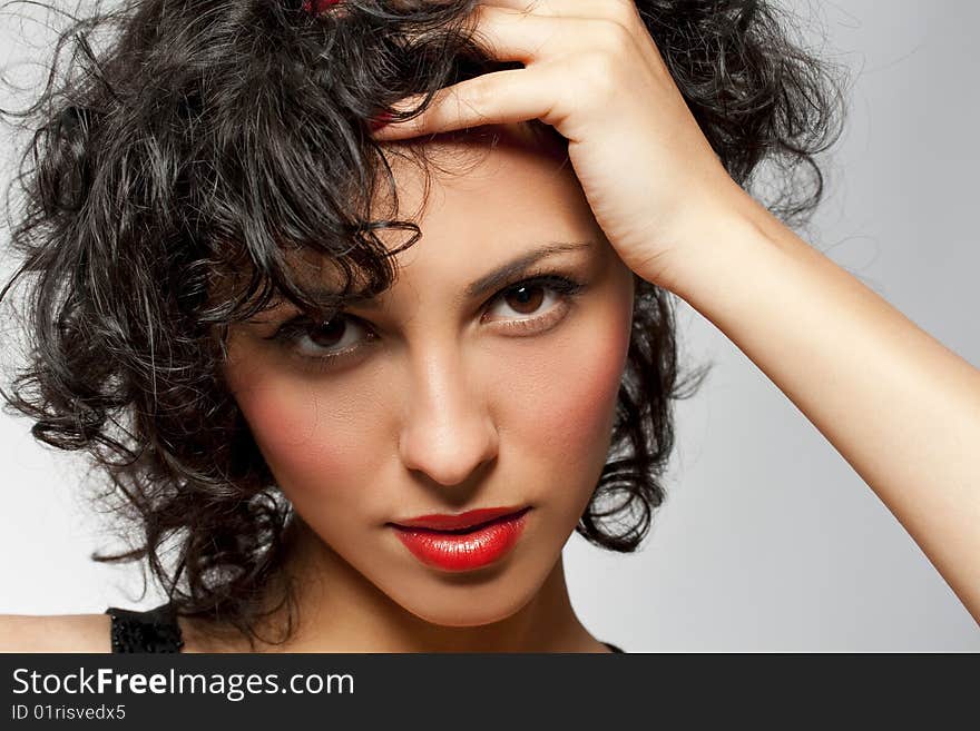 closeup portrait of brunette beauty. closeup portrait of brunette beauty