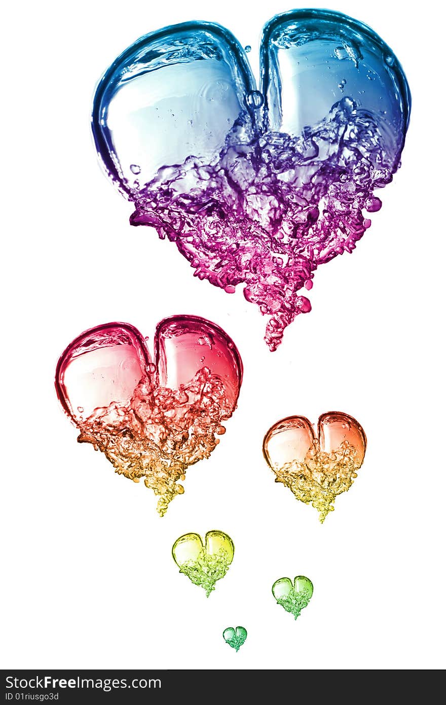 Colorful bubbles hearts