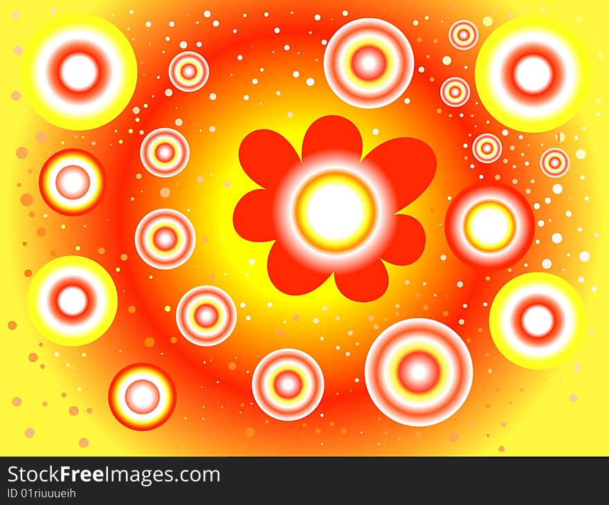 Abstract background from one flower and many circles. Abstract background from one flower and many circles.