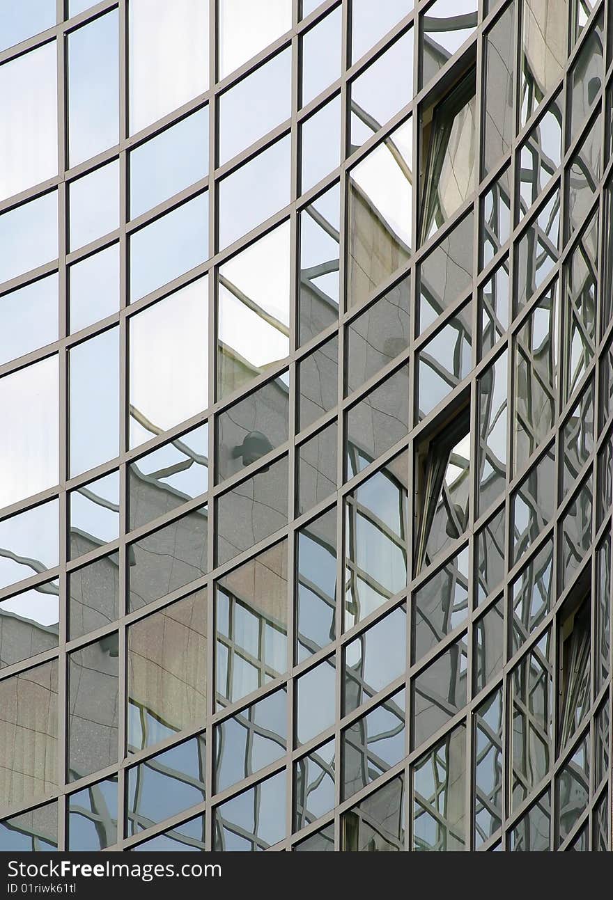 The reflection of the office's windows development is showed. The reflection of the office's windows development is showed.