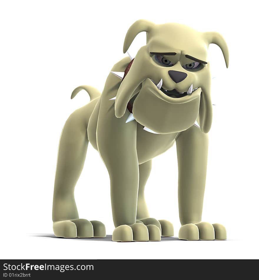 A smart comic dog. 3D render with clipping path and shadow over white. A smart comic dog. 3D render with clipping path and shadow over white