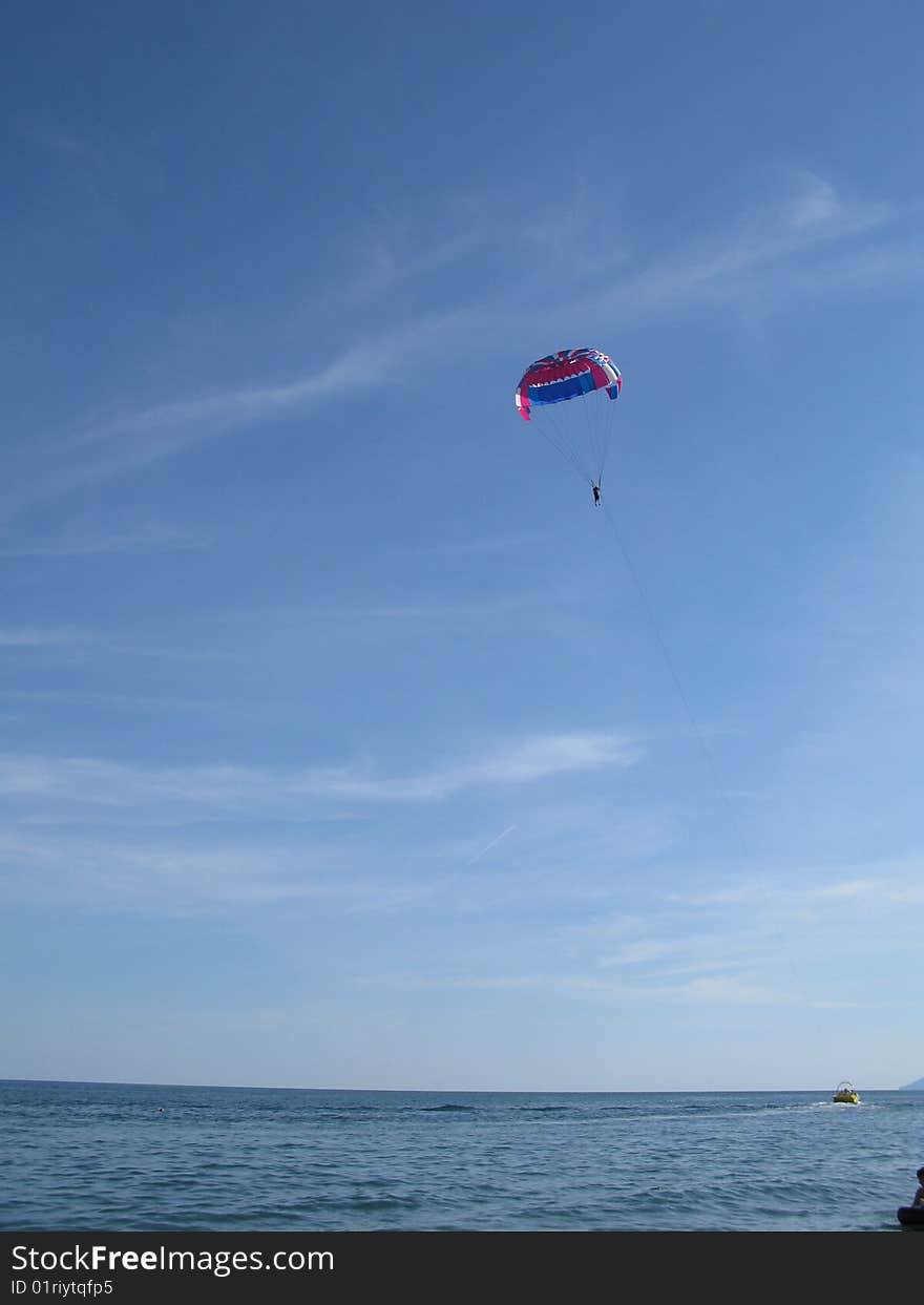 Paraseling Boat In The Sea