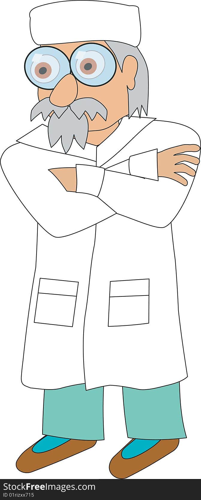 Old doctor. Isolated vector illustration.