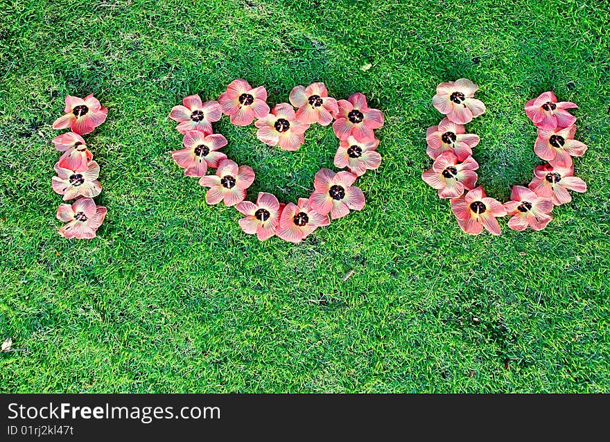 I love you inscription made of flowers