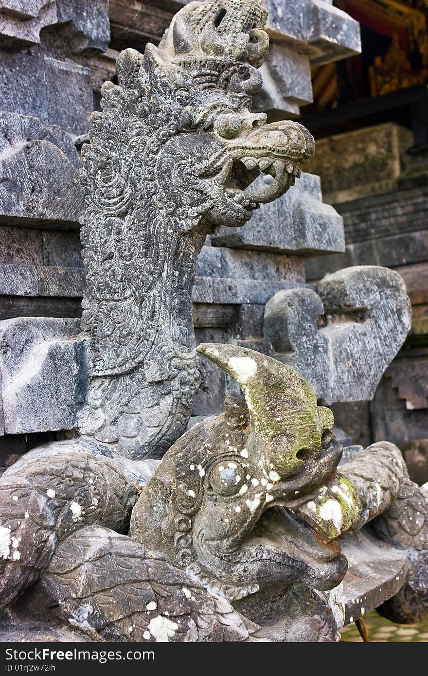 Scaring guards in buddhist temple