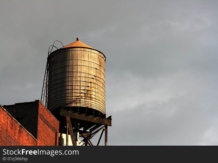 Water tower over long island city