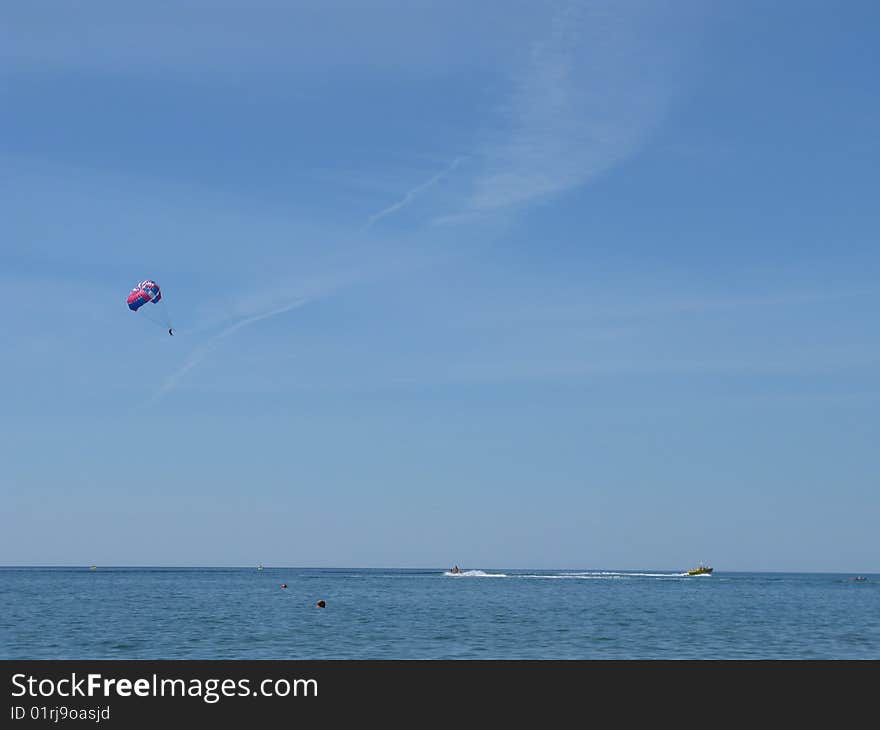 Paraseling Boat in the sea