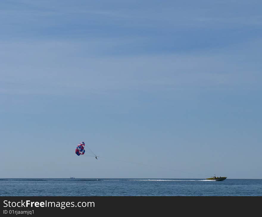 Paraseling Boat in the sea