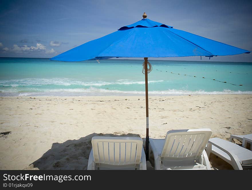 Lounge chairs at the beach