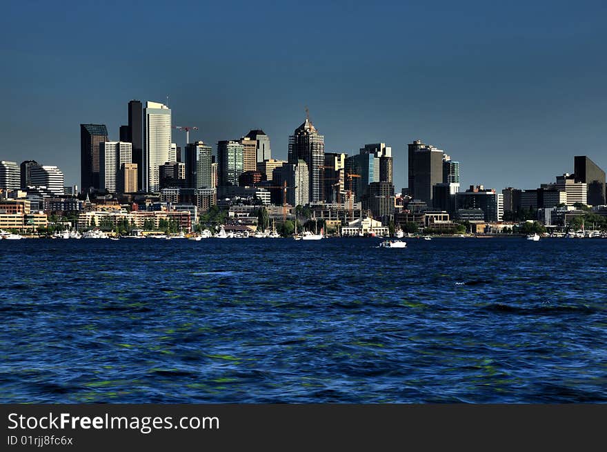 Seattle downtown city view across Elliot bay. Seattle downtown city view across Elliot bay