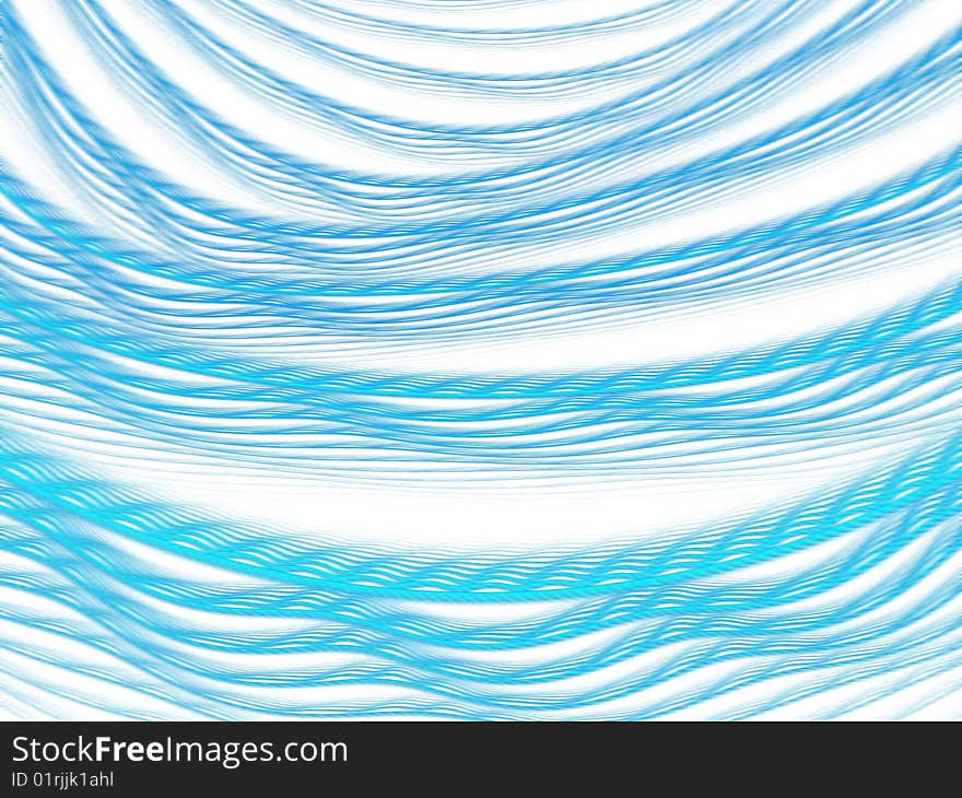 Blue waves over white, fractal illustration