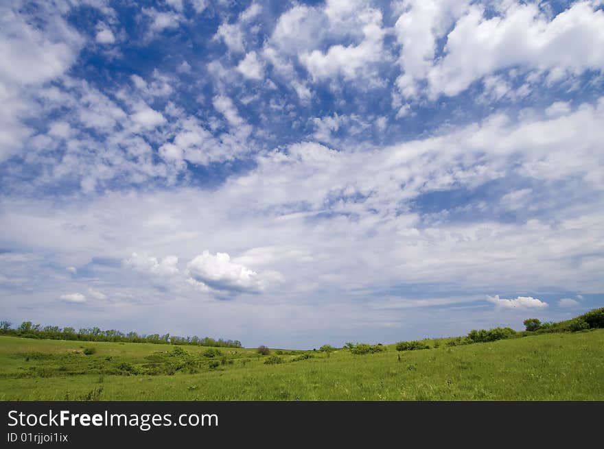 Wide angle blue sky with daylight background