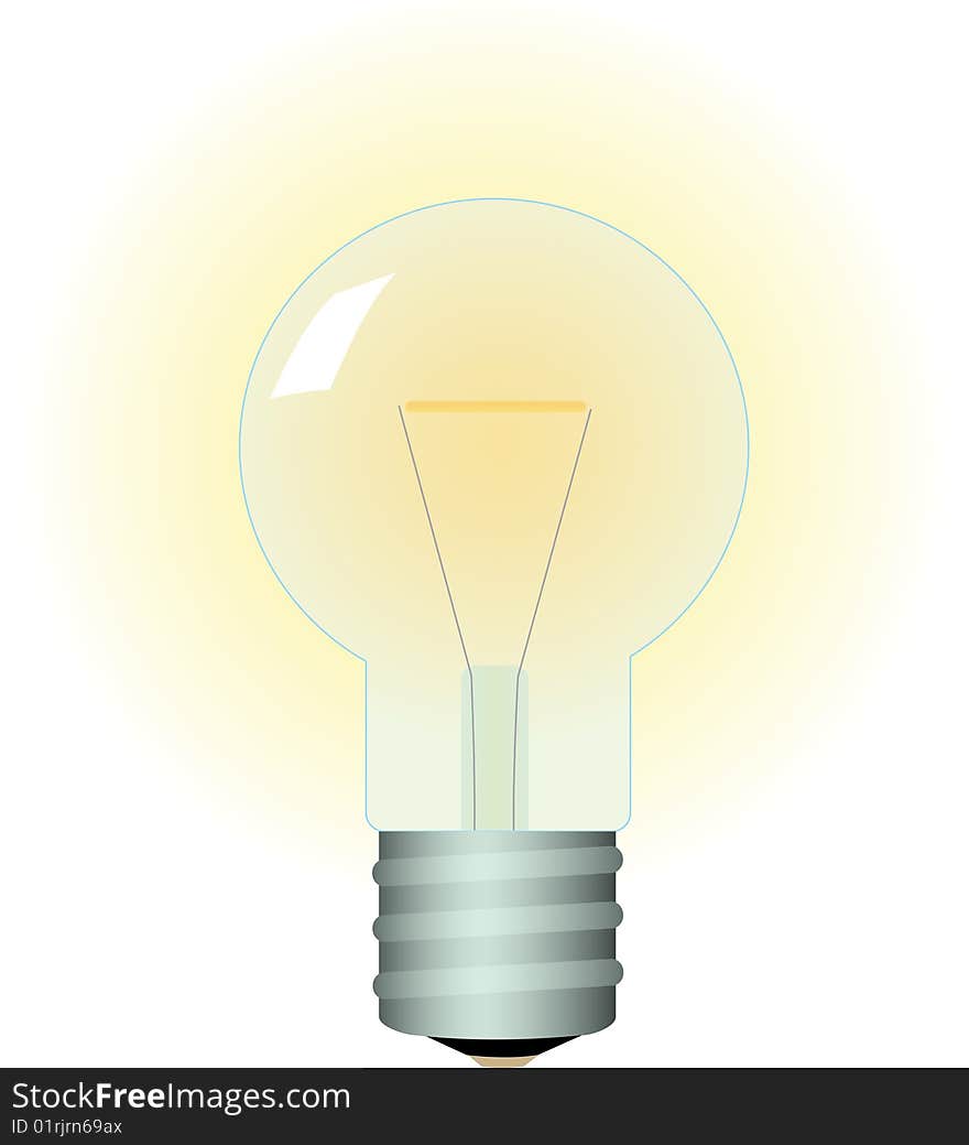 Light bulb glows. Vector Illustration