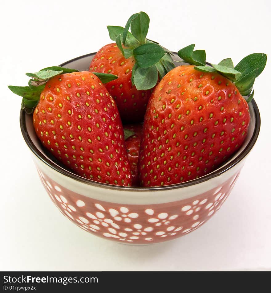 Small bowl of  fresh strawberries