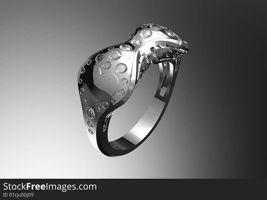 Round Diamond Heart Shape Platinum Engagement Ring