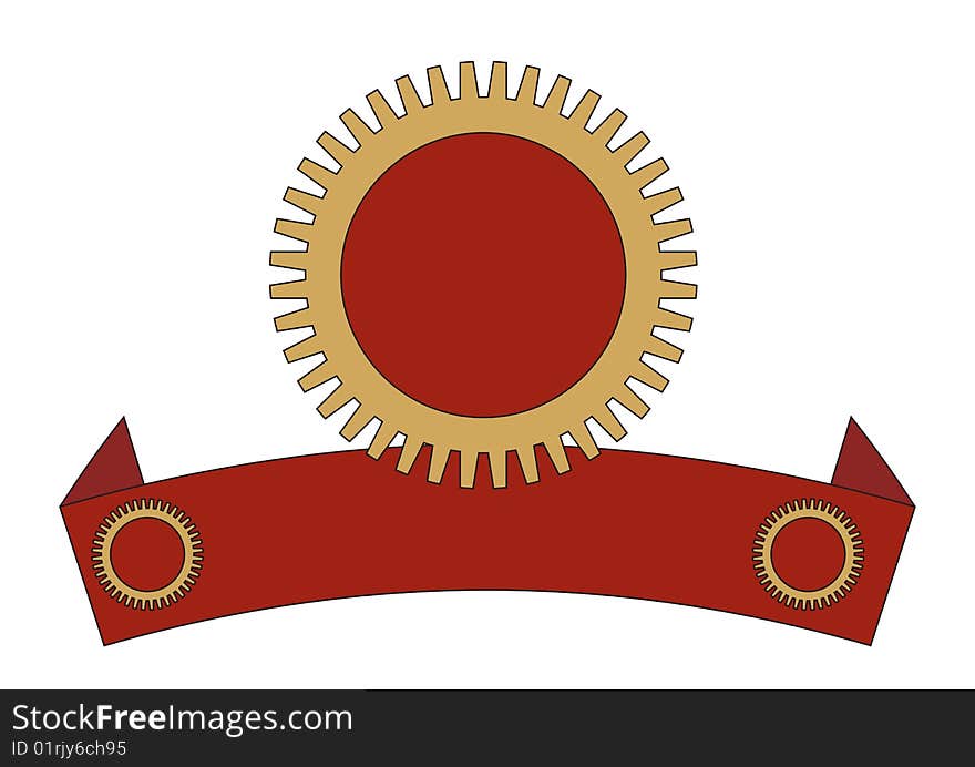 Engineering gear Medal with gold and red background. Engineering gear Medal with gold and red background