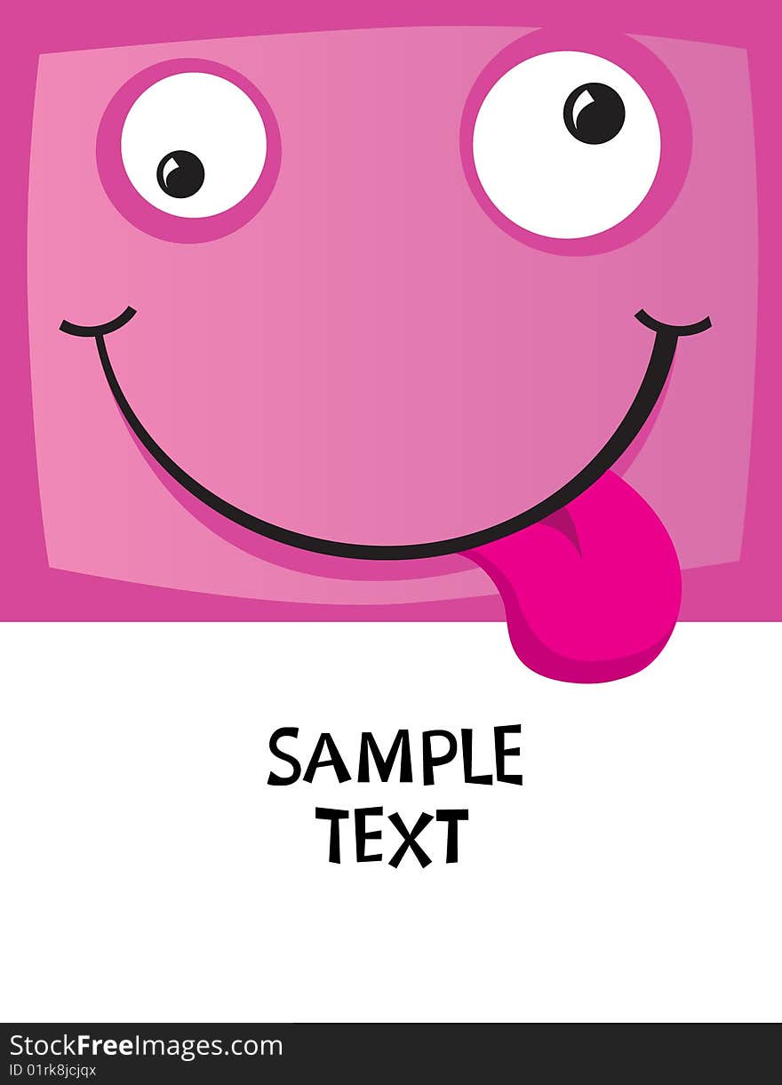 The cheerful character with a smile and tongue an illustration, a place for the text