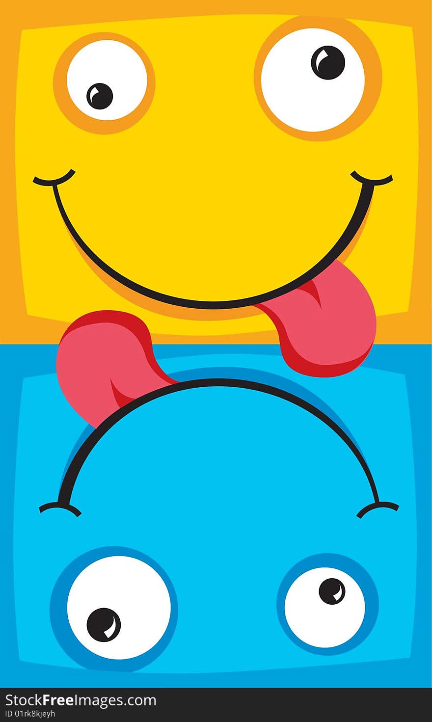 Two cheerful characters with smiles an illustration