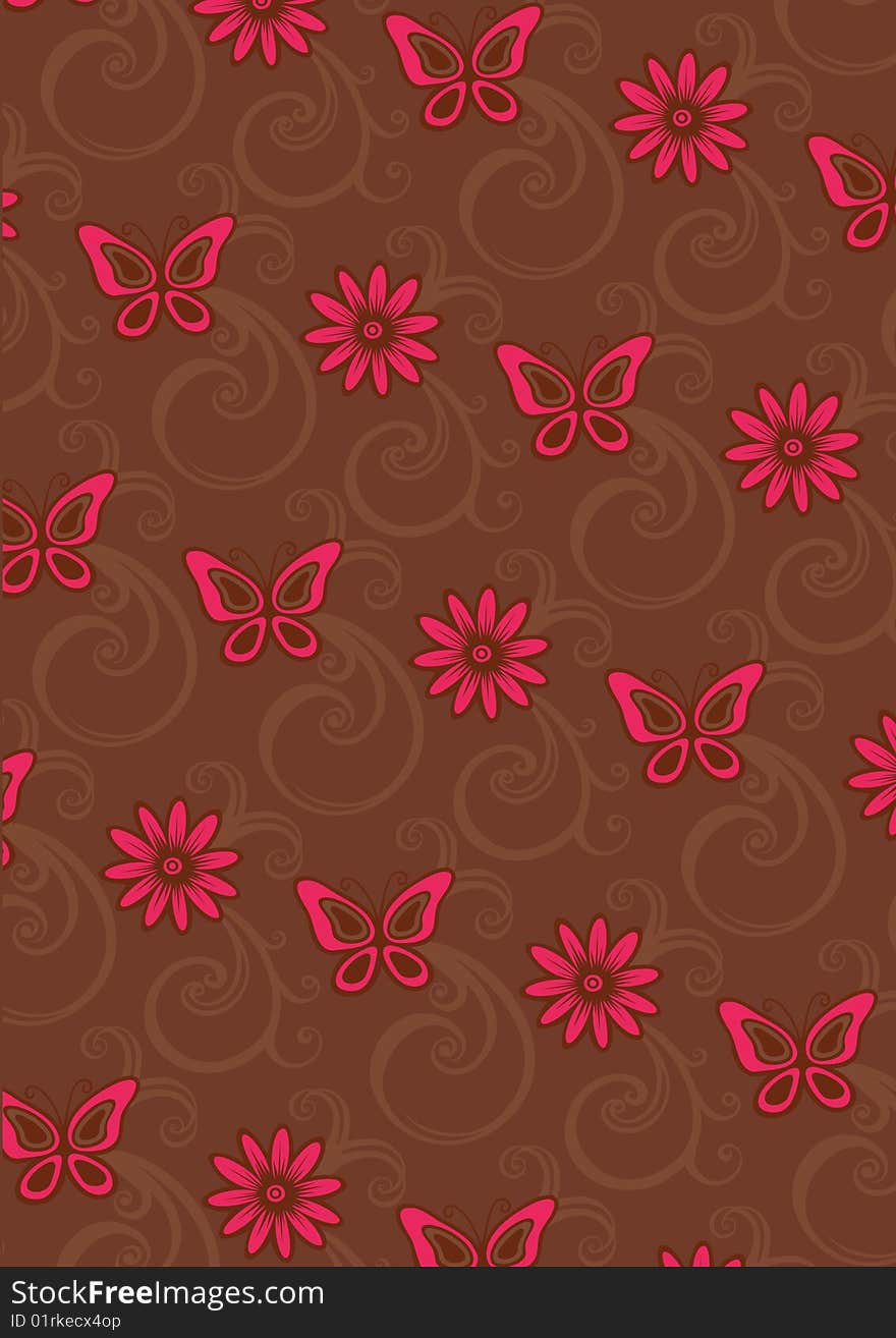 Floral design element with butterfly. Floral design element with butterfly