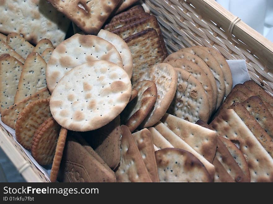 Basket full of cheese biscuits. Basket full of cheese biscuits