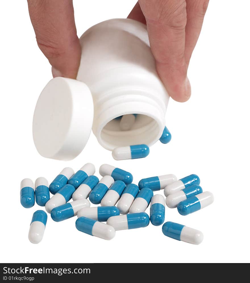 Color photograph of medical pills on the table. Color photograph of medical pills on the table