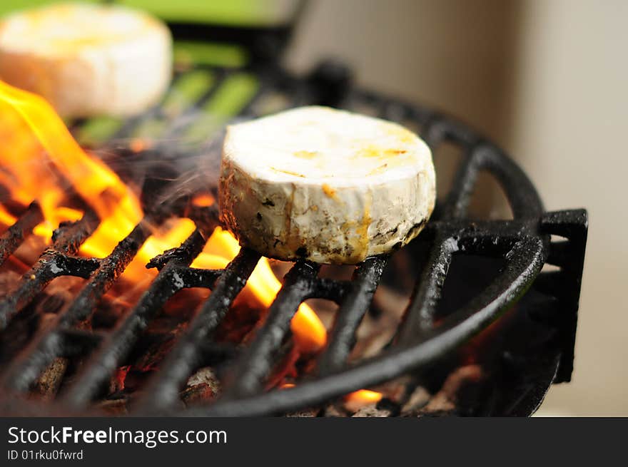 Grilled cheese right preparing on the grill. Grilled cheese right preparing on the grill