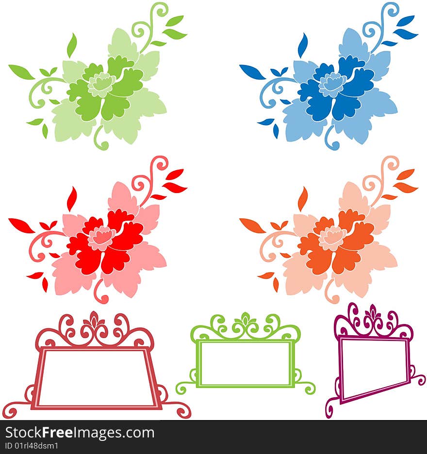 Vector collection of flowers and labels. Vector collection of flowers and labels