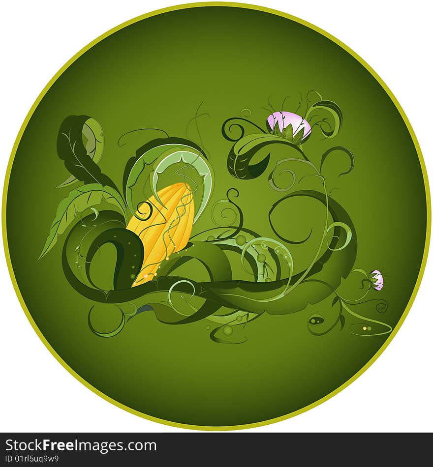 Garden pattern on a green background. Garden pattern on a green background