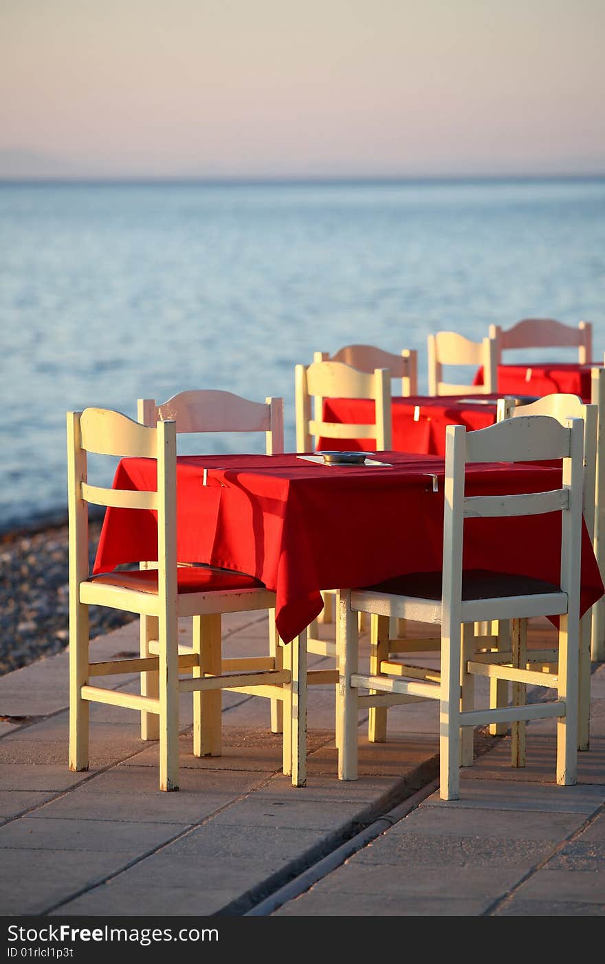 Tables ready awaiting for the customers. Tables ready awaiting for the customers