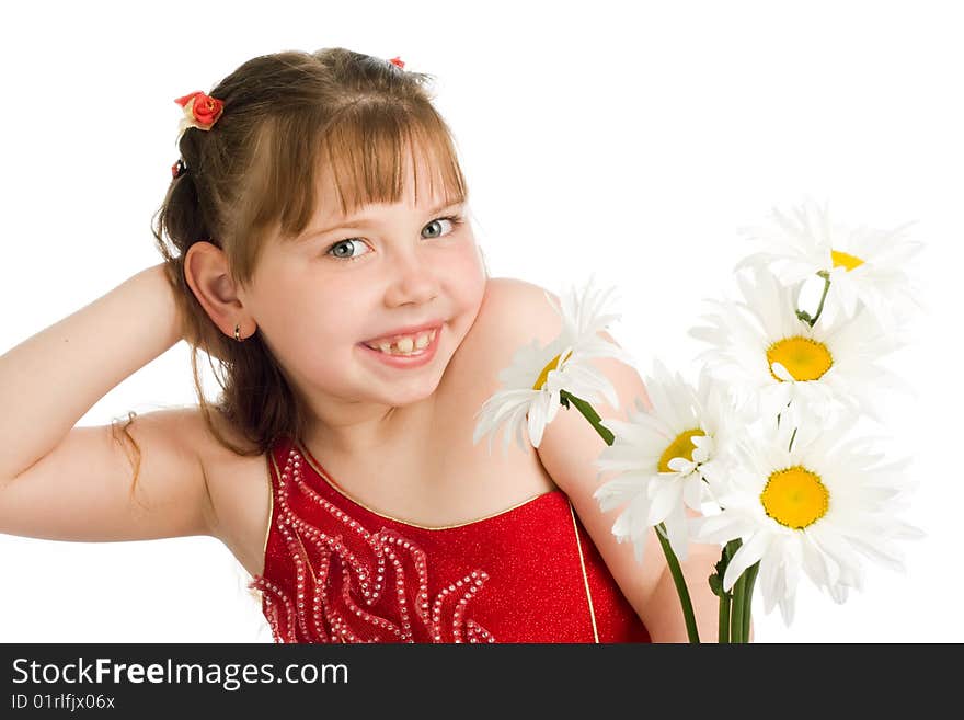 An image of a pretty girl with white flowers