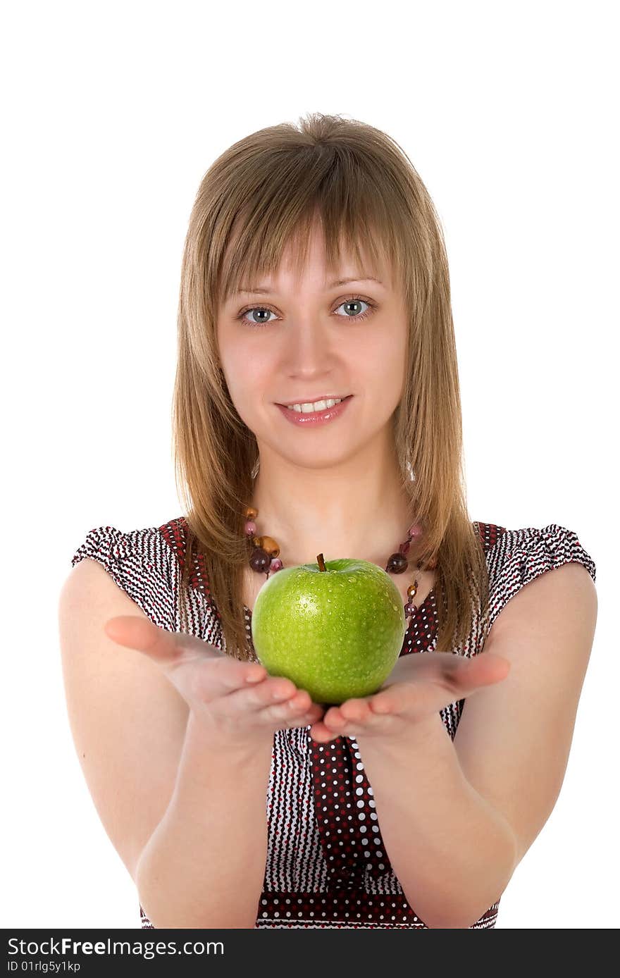 Pretty woman with apple