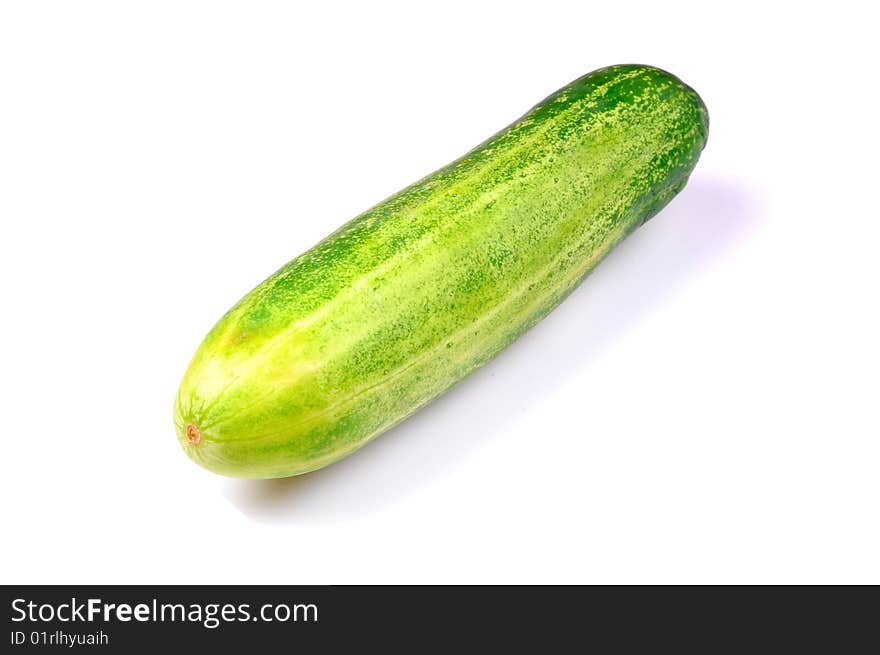 Green cucumber isolated on white background.