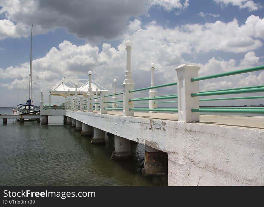 Sailing boat in a white dock, Cienfuegos city