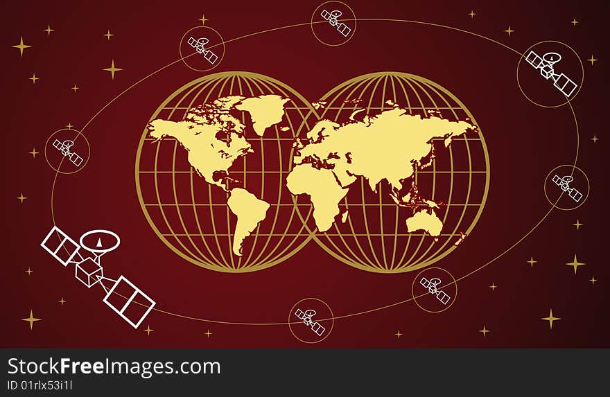 Map of the world on the abstract background