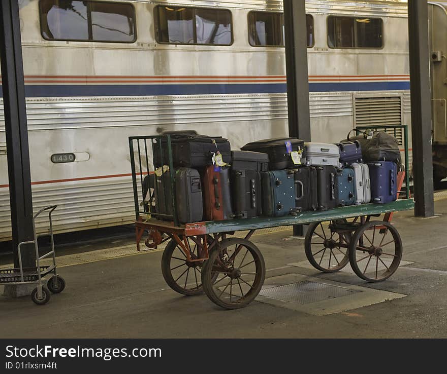 Baggage on the Train Station Platform