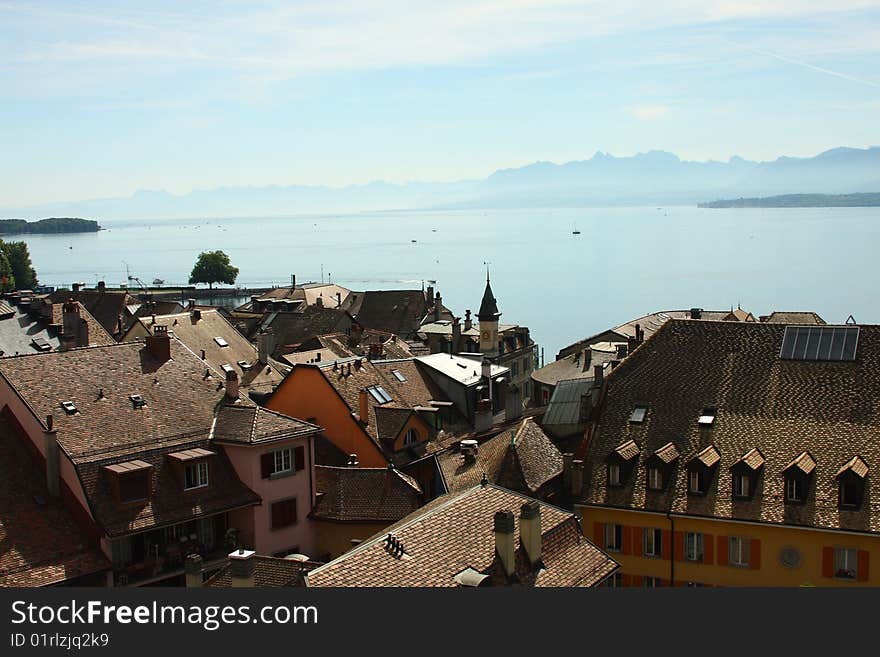 View of Nyon and Lake Geneva.