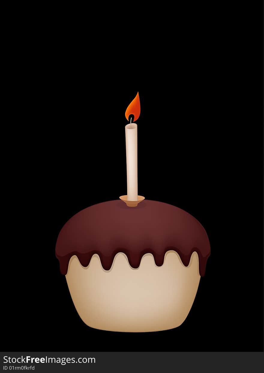 Cake with candle isolated