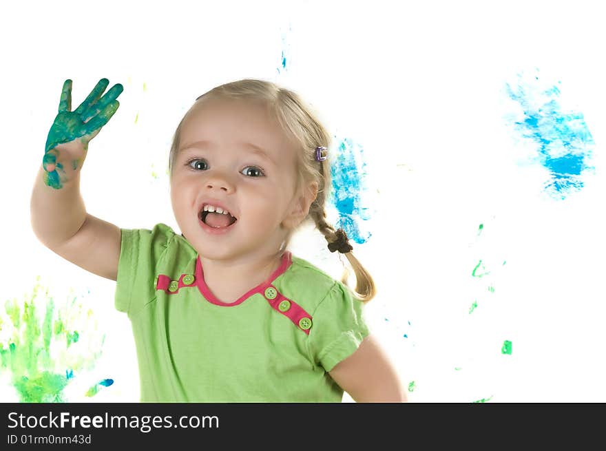 A little girl in studio