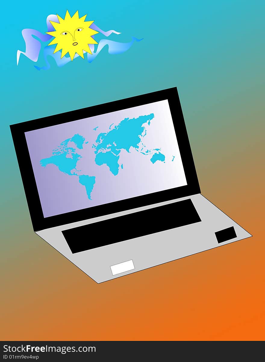 Laptop With World Map