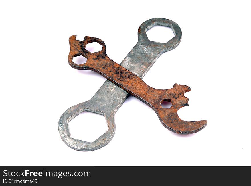 Old tools isolated on white background.