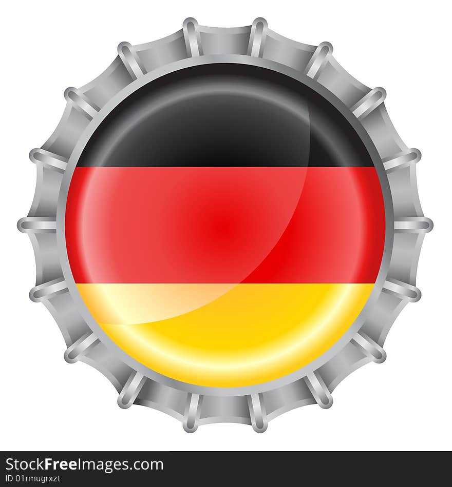 Vector illustration of bottle cap decorated with the flags of german. Vector illustration of bottle cap decorated with the flags of german