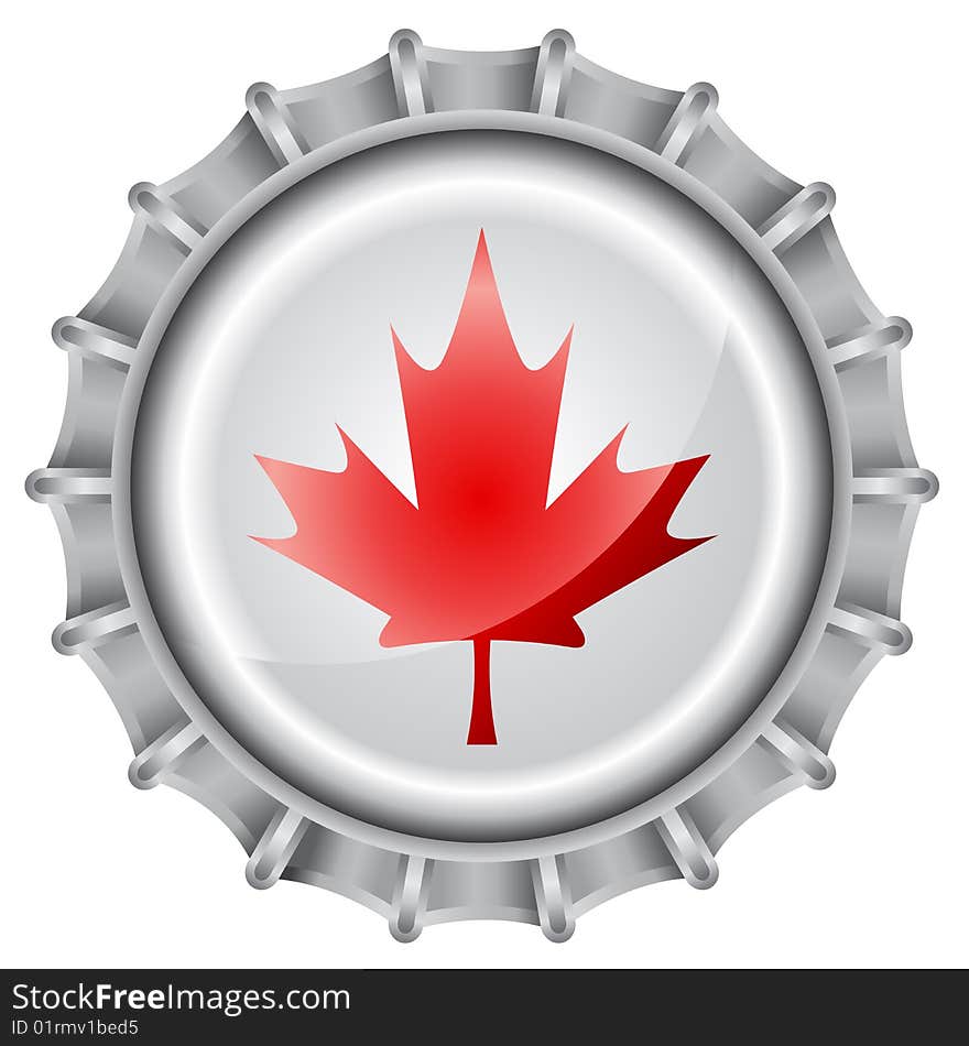 Vector illustration of bottle cap decorated with the flags of canada. Vector illustration of bottle cap decorated with the flags of canada